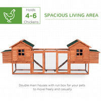 HKM-3663165 Large Dual Chicken Coop with Nesting Boxes and Outdoor Ramps for Backyard Poultry