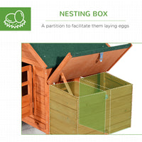 HKM-3663165 Large Dual Chicken Coop with Nesting Boxes and Outdoor Ramps for Backyard Poultry