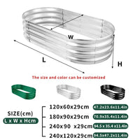 HKM-366355 Oval Galvanized Metal Raised Garden Bed Planter Box for Outdoor Gardening