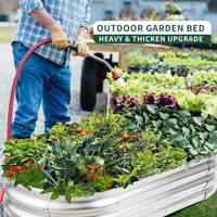 HKM-366355 Oval Galvanized Metal Raised Garden Bed Planter Box for Outdoor Gardening