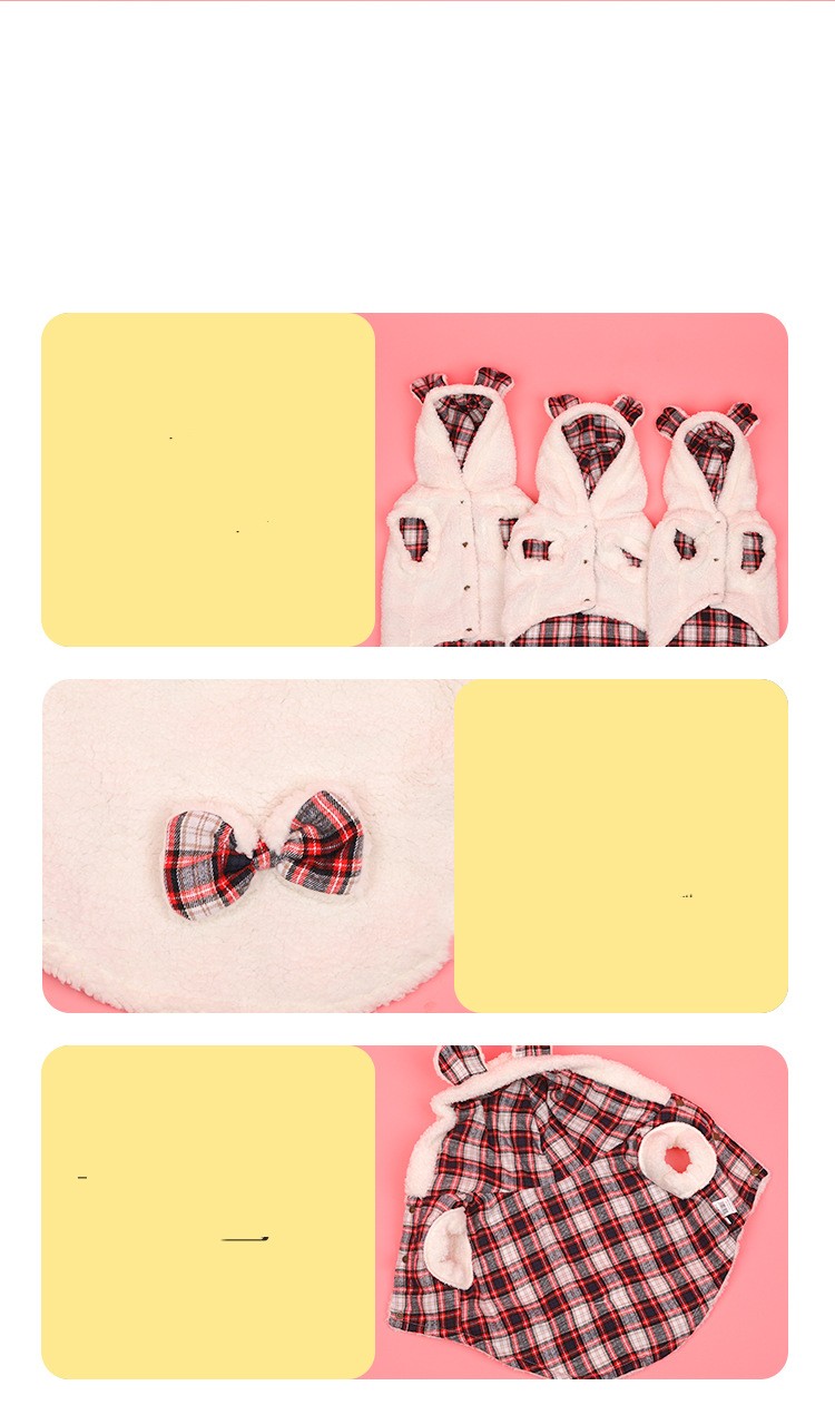 HKM-3663933 Winter Fleece-Lined Pet Apparel in Plaid Patterns - Sizes S to XXL