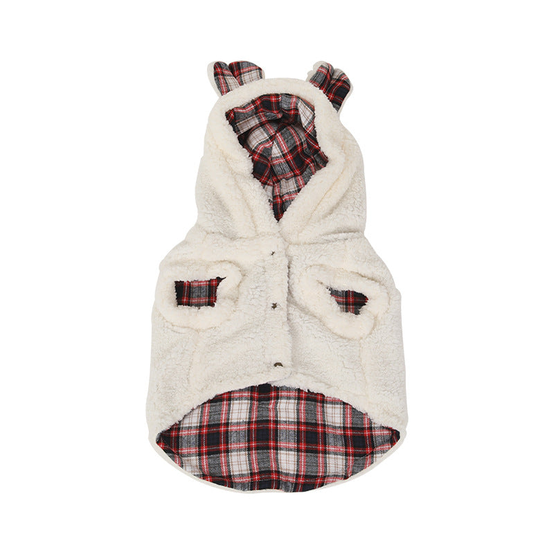 HKM-3663933 Winter Fleece-Lined Pet Apparel in Plaid Patterns - Sizes S to XXL