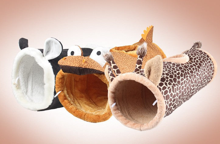 HKM-3664573 Cartoon Animal Plush Sounding Toys - Black Cat, Dinosaur, Giraffe, Cat Tunnel, 24cm Diameter, Flannel Paper