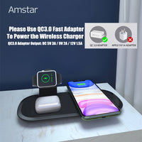 HKM-366483 Three-in-One Wireless Charger for Headphones and Watch - Fast Charge, Multi-Device Compatibility, Black or White Color Options