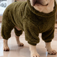 HKM-3665085 Military Green Double-Sided Fleece High-Neck Pullover for Pets, Unisex, Multiple Sizes Available