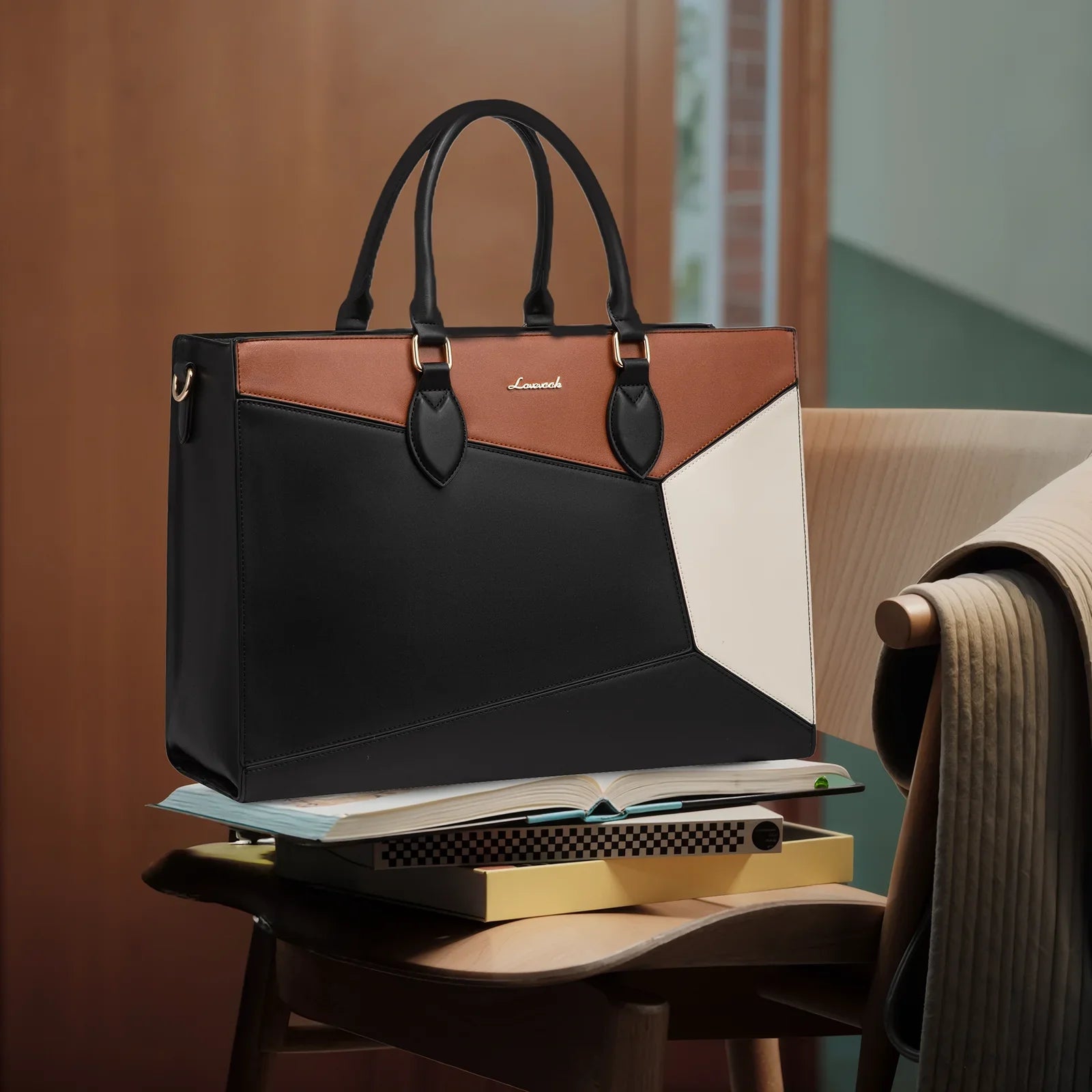 HKM-366547 Professional Laptop Tote Bag for 15.6 to 17 Inch Laptops - Lightweight Clutch Purse for Office and Business Use