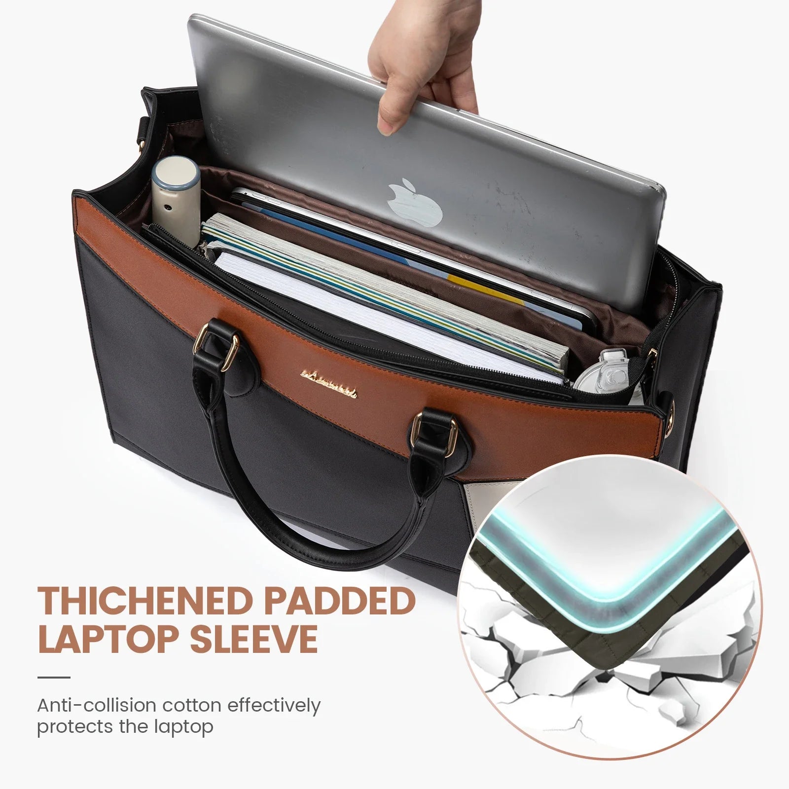HKM-366547 Professional Laptop Tote Bag for 15.6 to 17 Inch Laptops - Lightweight Clutch Purse for Office and Business Use
