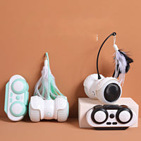 HKM-366611 USB Charging Cat Remote Control Feather Smart Electric Balance Car Funny Cat Toy Electronic Pet Cat Toy Smart Cat Teaser Playing