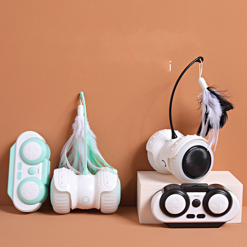 HKM-366611 USB Charging Cat Remote Control Feather Smart Electric Balance Car Funny Cat Toy Electronic Pet Cat Toy Smart Cat Teaser Playing