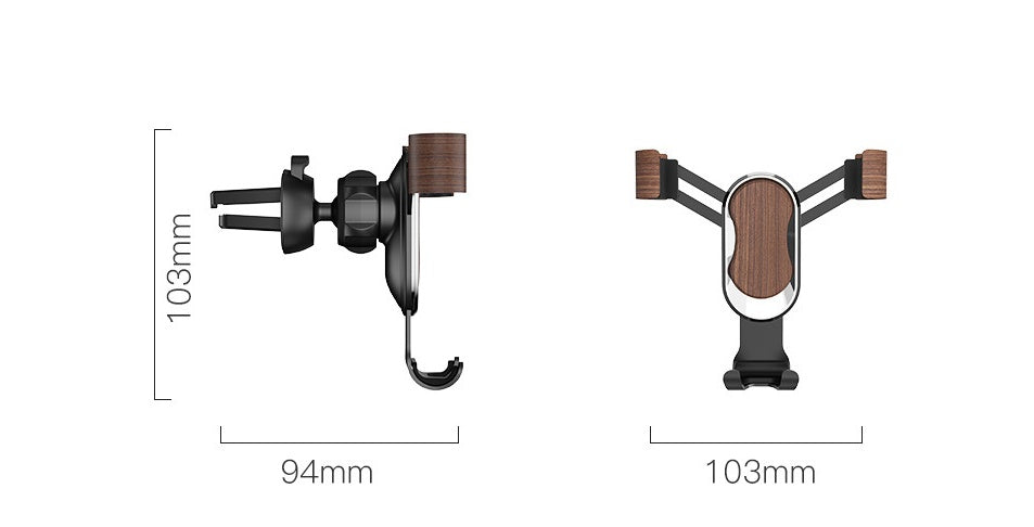 HKM-366675 Solid Wood Gravity Phone Mount for Car Navigation in Black Walnut Finish