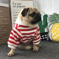 HKM-3667645 Cute Cotton Bulldog Clothing for Small and Medium Dogs - Striped Red and White or Blue and White