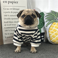HKM-3667645 Cute Cotton Bulldog Clothing for Small and Medium Dogs - Striped Red and White or Blue and White