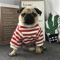 HKM-3667645 Cute Cotton Bulldog Clothing for Small and Medium Dogs - Striped Red and White or Blue and White