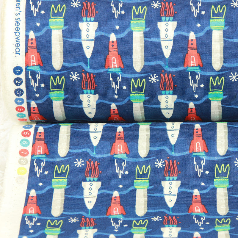 HKM-366803 Nordic Style Rocket Print Cotton Fabric for Handmade DIY Projects - 45cm x 110cm