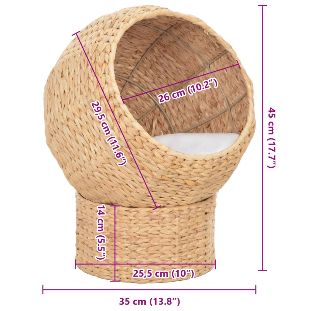 HKM-3668541 Natural Seagrass Cat Basket with Removable Cushion for Cozy Indoor Relaxation