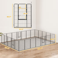 HKM-3668925 24-Panel Indoor Outdoor Dog Playpen, 44.5" High with Lockable Door and Customizable Shapes for Pet Exercise