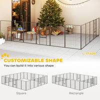 HKM-3668925 24-Panel Indoor Outdoor Dog Playpen, 44.5" High with Lockable Door and Customizable Shapes for Pet Exercise