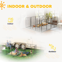HKM-3668925 24-Panel Indoor Outdoor Dog Playpen, 44.5" High with Lockable Door and Customizable Shapes for Pet Exercise