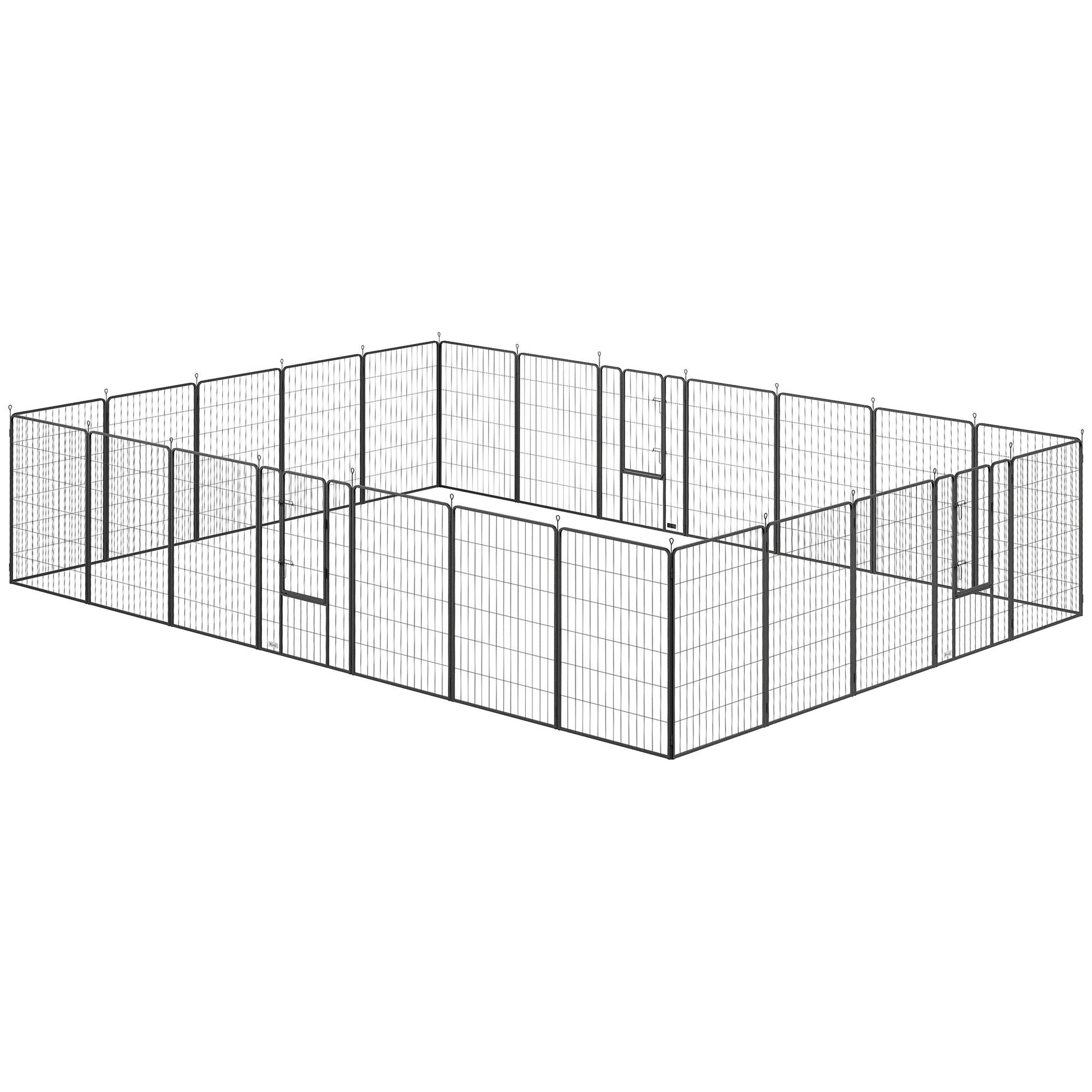 HKM-3668925 24-Panel Indoor Outdoor Dog Playpen, 44.5" High with Lockable Door and Customizable Shapes for Pet Exercise