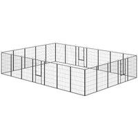 HKM-3668925 24-Panel Indoor Outdoor Dog Playpen, 44.5" High with Lockable Door and Customizable Shapes for Pet Exercise