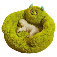 HKM-3669309 Dog Thermal Winter Bed - Small & Medium Sizes, Green Monster Design