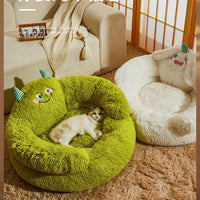 HKM-3669309 Dog Thermal Winter Bed - Small & Medium Sizes, Green Monster Design