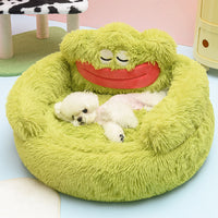 HKM-3669309 Dog Thermal Winter Bed - Small & Medium Sizes, Green Monster Design