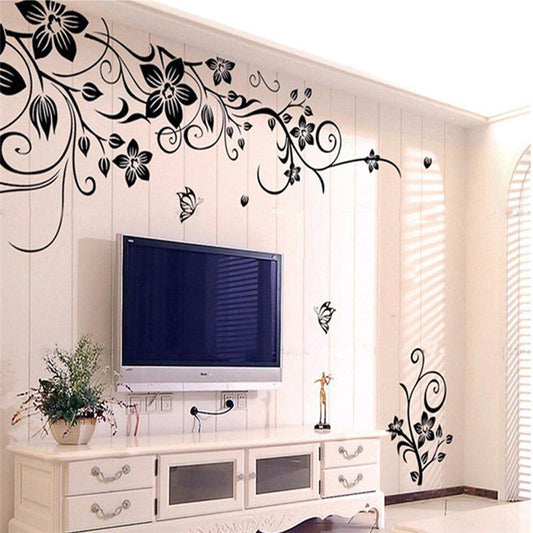 HKM-366931 Floral PVC Wall Sticker Mural Decal - 50x70cm OPP Packaging