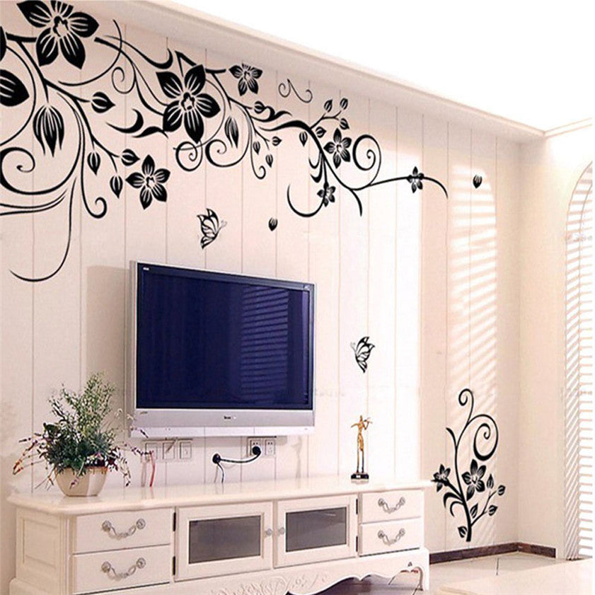 HKM-366931 Floral PVC Wall Sticker Mural Decal - 50x70cm OPP Packaging