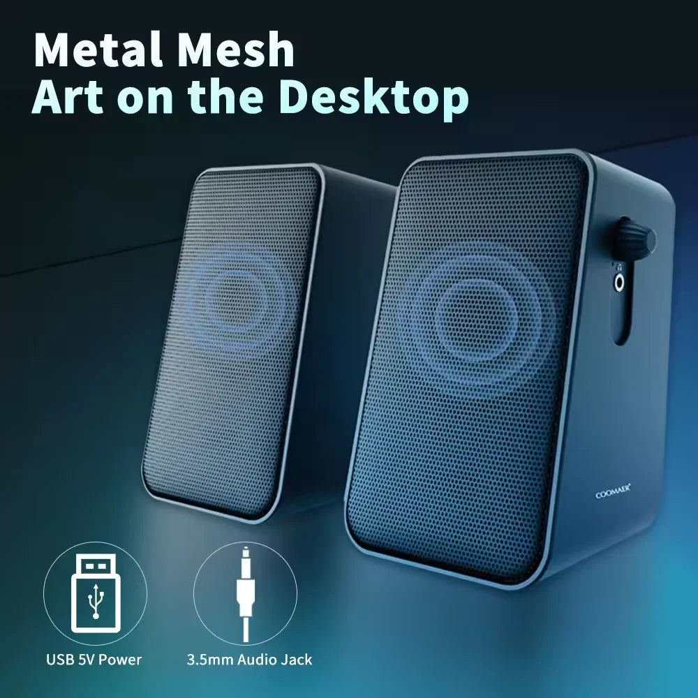 HKM-366995 Dual 10W High-Fidelity Stereo Speakers with Deep Bass for Enhanced Sound Experience