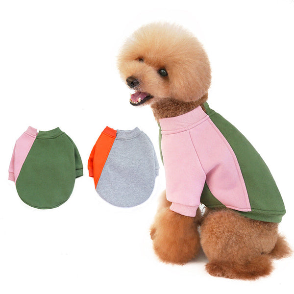 HKM-3670333 Fleece Pet Sweater with Contrast Stitching - Soft Cotton-Polyester Blend, Stylish Color-Blocking Design