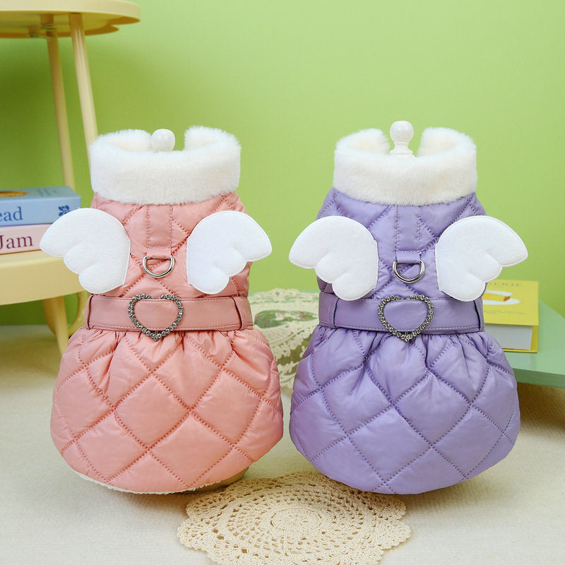 HKM-3670845 Cute Cotton Pet Skirt for Small Dogs in Pink and Purple, Casual Style, Available in XS to XL