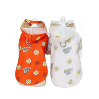 HKM-3672637 Transparent Dog Raincoat with Pull Ring for All Seasons - Small Flower Design in Orange and White
