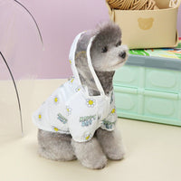 HKM-3672637 Transparent Dog Raincoat with Pull Ring for All Seasons - Small Flower Design in Orange and White