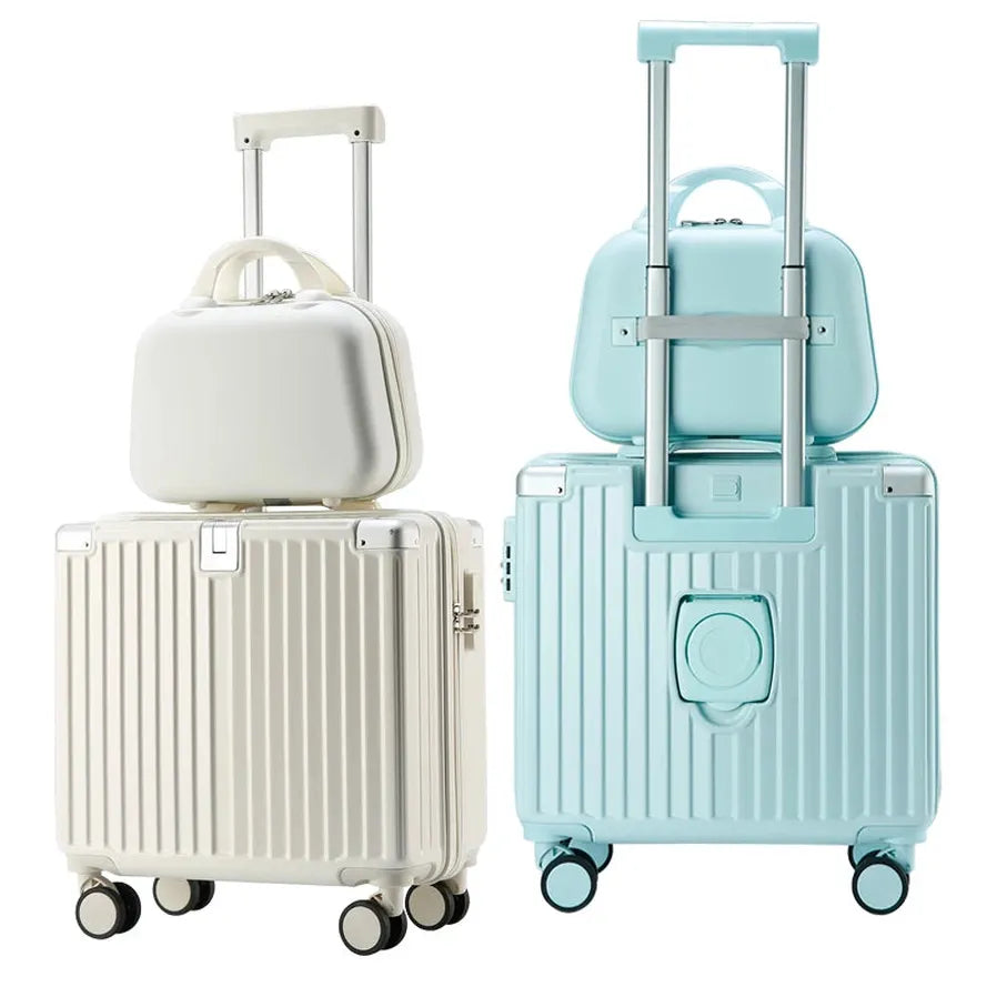 HKM-367379 Compact 18-Inch Travel Suitcase with Handle and Laptop Stand, Perfect for Mini Getaways