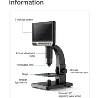 HKM-367379 HD Digital Microscope with 7-Inch Display, 2000x Magnification, and Complete Accessory Kit