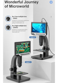 HKM-367379 HD Digital Microscope with 7-Inch Display, 2000x Magnification, and Complete Accessory Kit