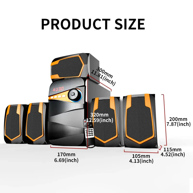 HKM-367507 5.1 Channel Surround Sound Home Theatre System with USB, SD, and FM Radio