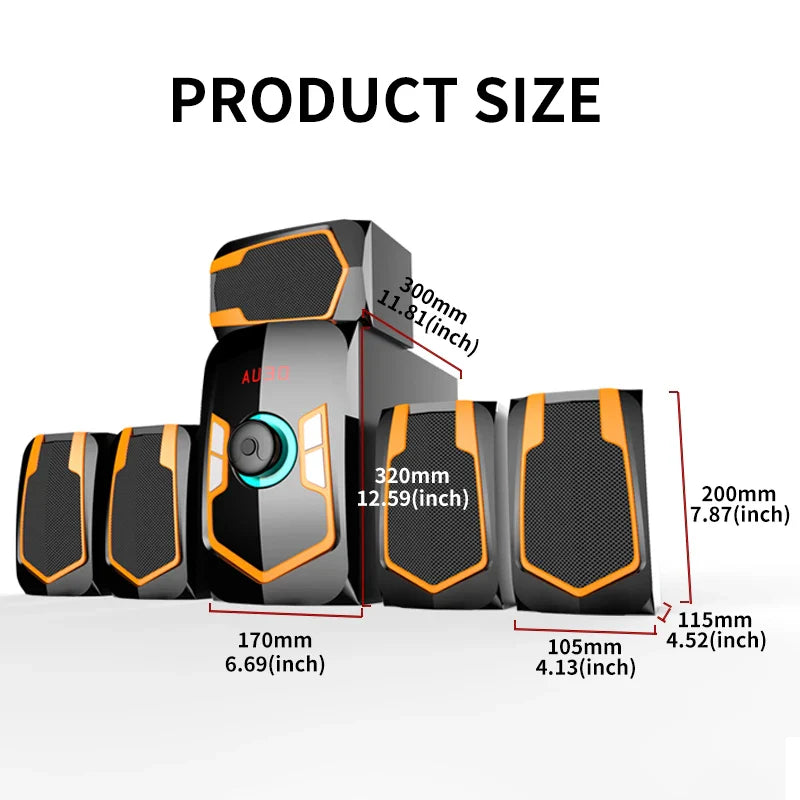 HKM-367507 5.1 Channel Surround Sound Home Theatre System with USB, SD, and FM Radio