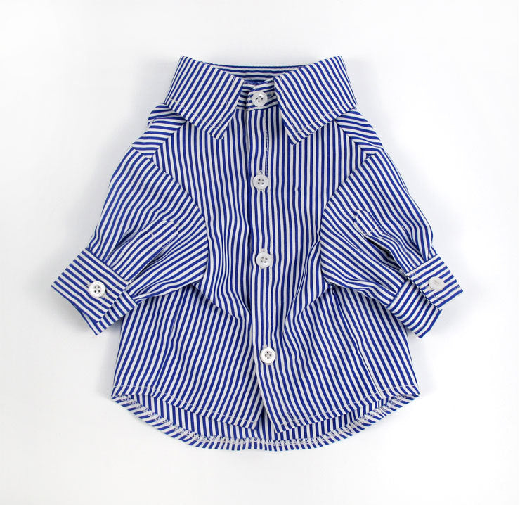 HKM-3675581 Casual Puff Sleeve Striped Pet Clothes in Blue and Red for All Sizes
