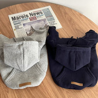 HKM-3676093 Cozy Hooded Sweater for Small Puppies and Cats - Gray & Dark Blue, Sizes XS to XL