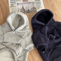HKM-3676093 Cozy Hooded Sweater for Small Puppies and Cats - Gray & Dark Blue, Sizes XS to XL