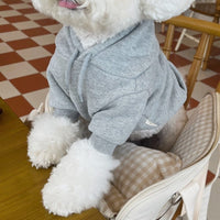 HKM-3676093 Cozy Hooded Sweater for Small Puppies and Cats - Gray & Dark Blue, Sizes XS to XL