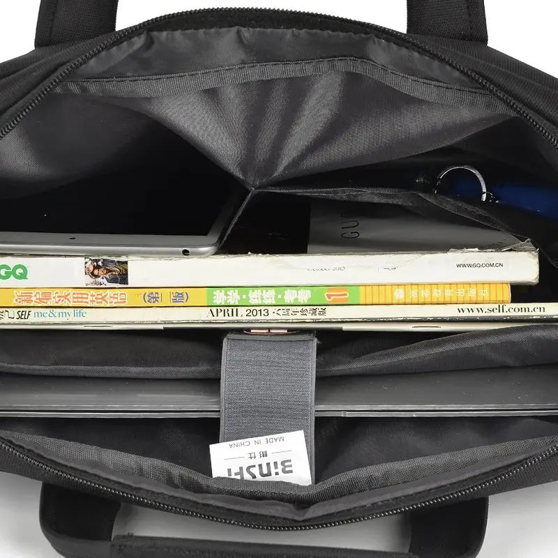 HKM-367699 Slim Business Laptop Bag – Waterproof Nylon for 15.6-Inch Laptops, Men's Casual Computer Tote