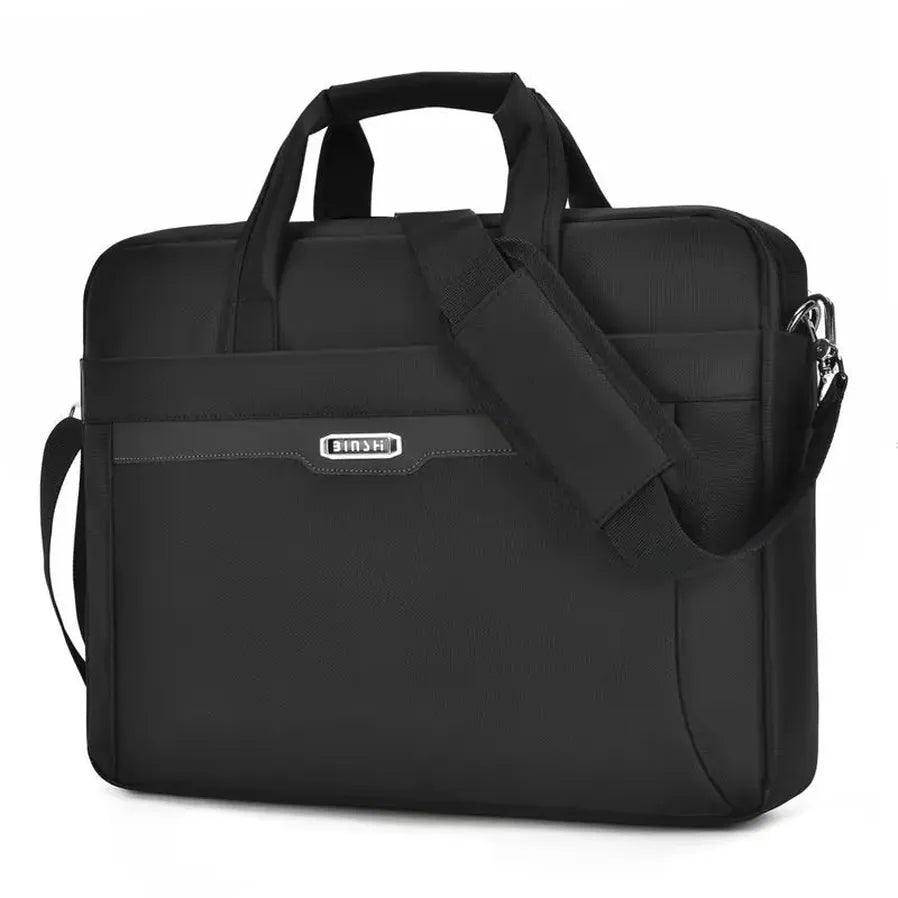 HKM-367699 Slim Business Laptop Bag – Waterproof Nylon for 15.6-Inch Laptops, Men's Casual Computer Tote