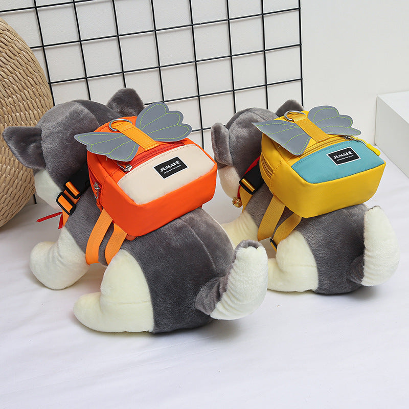 HKM-3677245 Pet Canvas Backpack for Small Dogs with Towing Rope - Casual and Simple Design in Green, Orange, and Beige