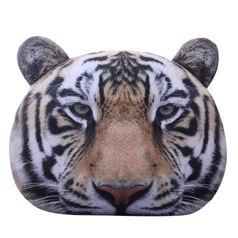 HKM-367827 Plush Tiger Headrest Pillow with Soft Short Plush Filling