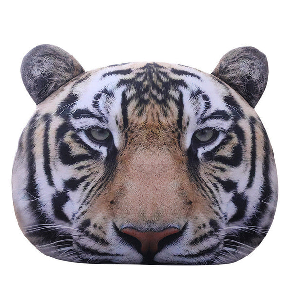 HKM-367827 Plush Tiger Headrest Pillow with Soft Short Plush Filling