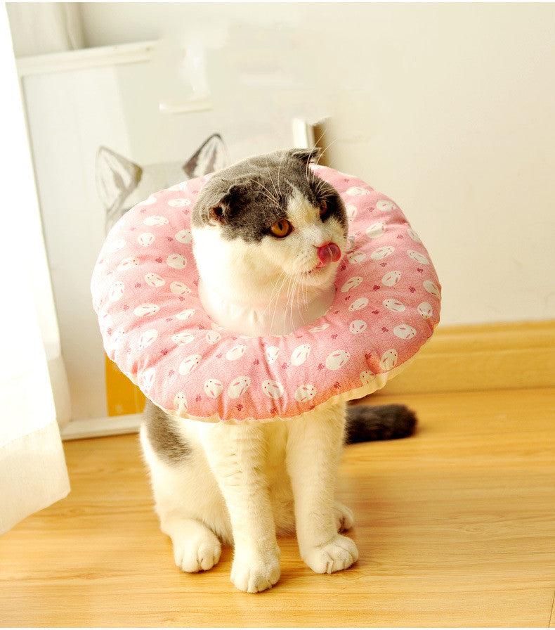 HKM-3678397 Anti-Bite and Anti-Lick Headgear for Pets in Love Pink with Stylish Patterns