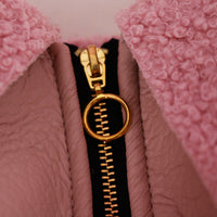 HKM-3679165 Warm Plush Zipper Dog Coat in Pink and Brown - Sizes S to XXL